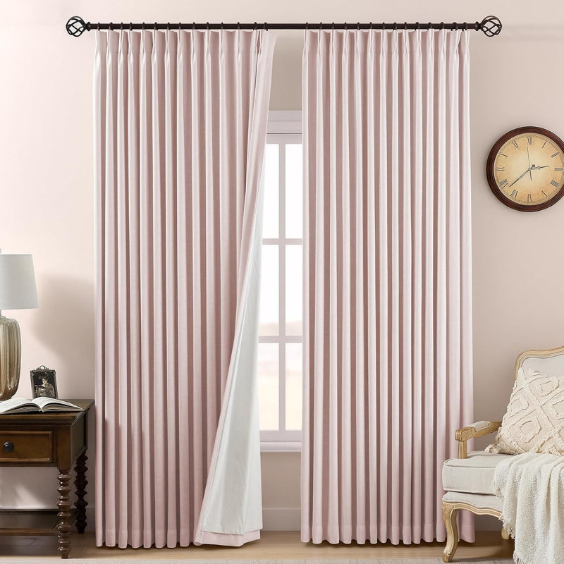 YZ Home Linen Pinch Pleated 100% Blackout Curtains for Bedroom and Living Room Darkening Thermal Window Curtain Drapes with 16pc Hooks(2 pages)