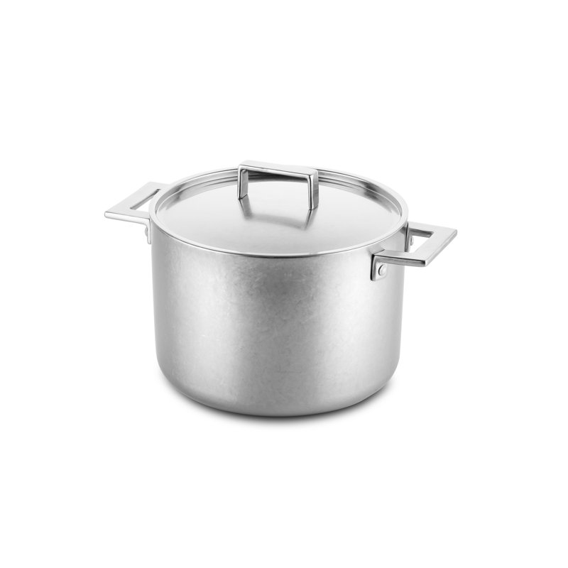 Attiva Peltro Deep Pot with Lid 7.87" - 12 Pieces - Pewter, 7.87"
