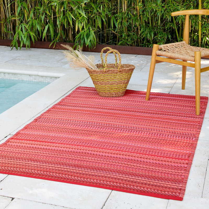 Tapis d'extérieur imperméable en plastique Amyree, Coucher de soleil Cancun, Rectangle 6 pi x 9 pi