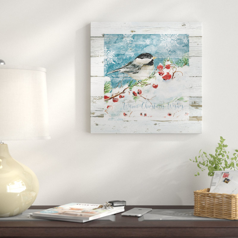 « chaleureuse christmas voeux », reproduction d’impression sur toile, H 16 po x l 16 po x P 1,5 po, Toile tendue
