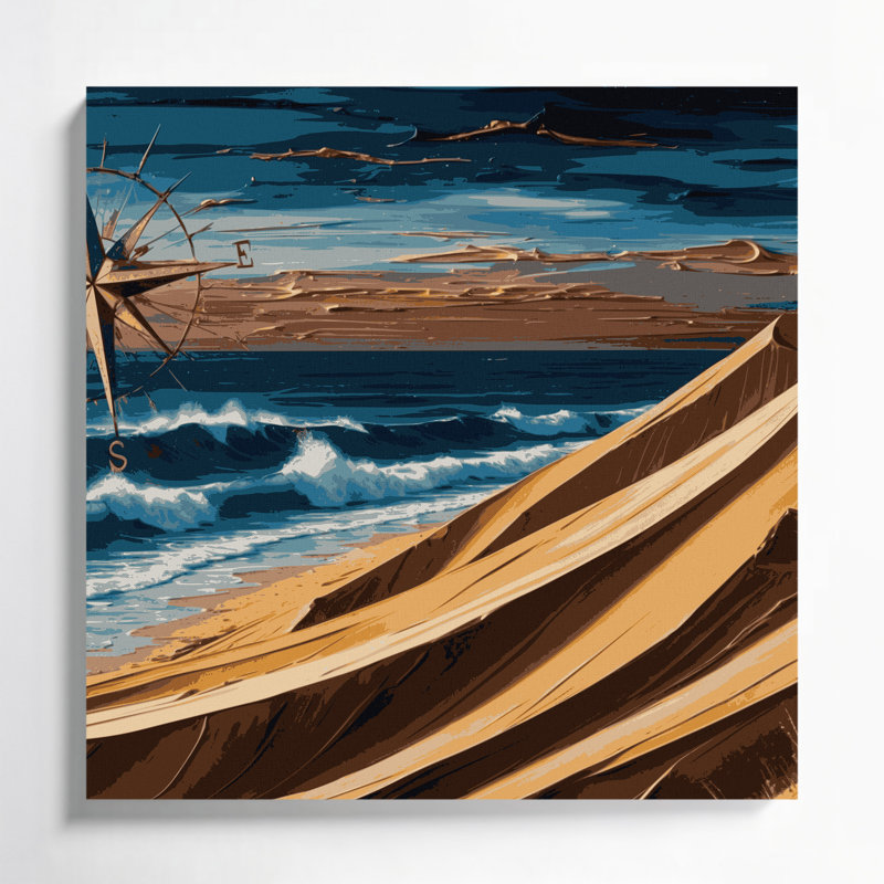 «Nautical Sand dunes», art mural sur toile brune, H 32 po x l 32 po