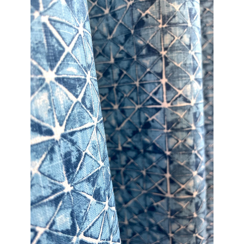 Rideaux géométriques indigo bleu foncé Shibori, L 50 po x L 84 po