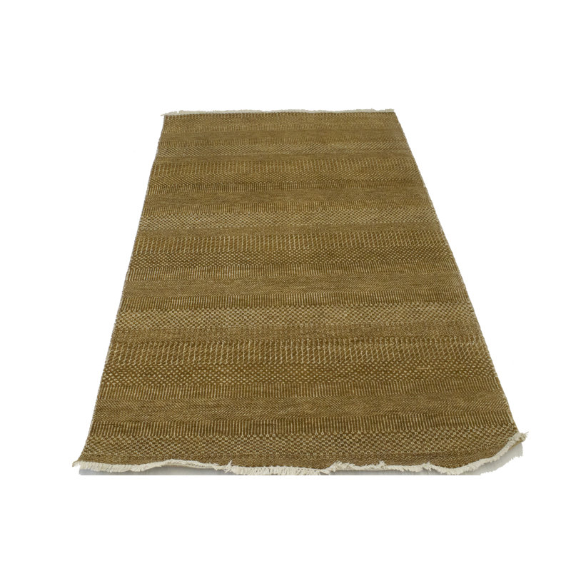 Tapis kaki en laine noué à la main à motif géométrique Grainola