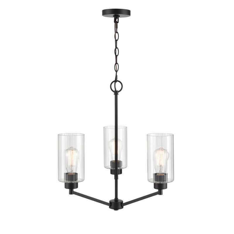 Dimmable Classic / Traditional Chandelier, Matte Black, 21.5" H x 26" W x 26" D