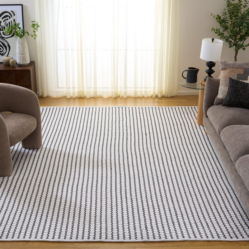 Nancy Chevron Hand Woven Cotton Area Rug, Rectangle 8' x 10'