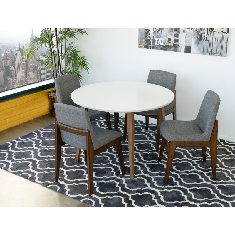 Ensemble repas pour 4 personnes Wardlaw, Gris foncé, Blanc