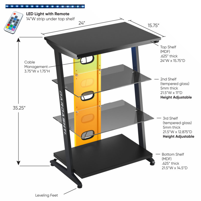 Tiphanee Glass Top Metal Base Computer Desk, Yellow