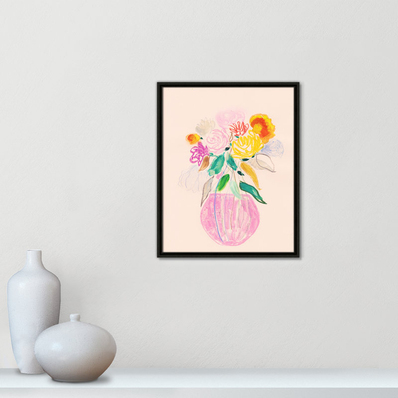 Simple floral I Print par Bea Dina, Toile encadrée flottante espresso, Pas de tapis, H 21,5 po x l 17,5 po x P 2 po