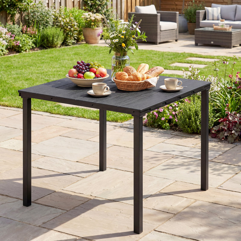Table de salle à manger d'extérieur pour 4, table de patio carrée en PEHD