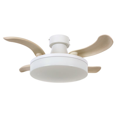 Orbit 36" Indoor/Outdoor Retractable Blade Ceiling Fan with Light and Remote, Modern Fandelier Ceiling Fan, Patented Design Technology, Stronger Thicker Blades, Damp Rated, White