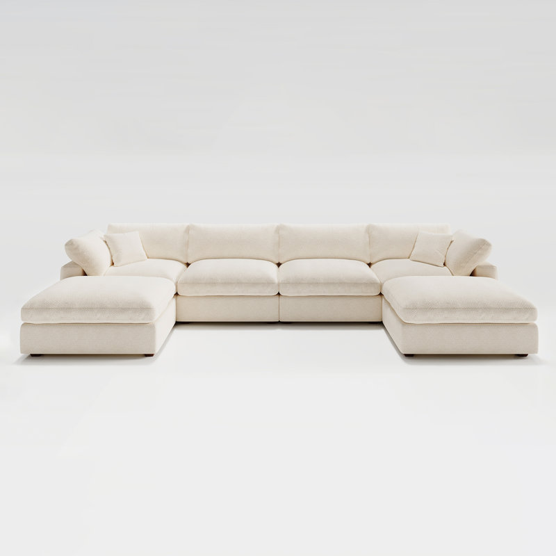 Canapé Abramson, Chenille beige, H 36,2 po x l 156 po x P 78 po