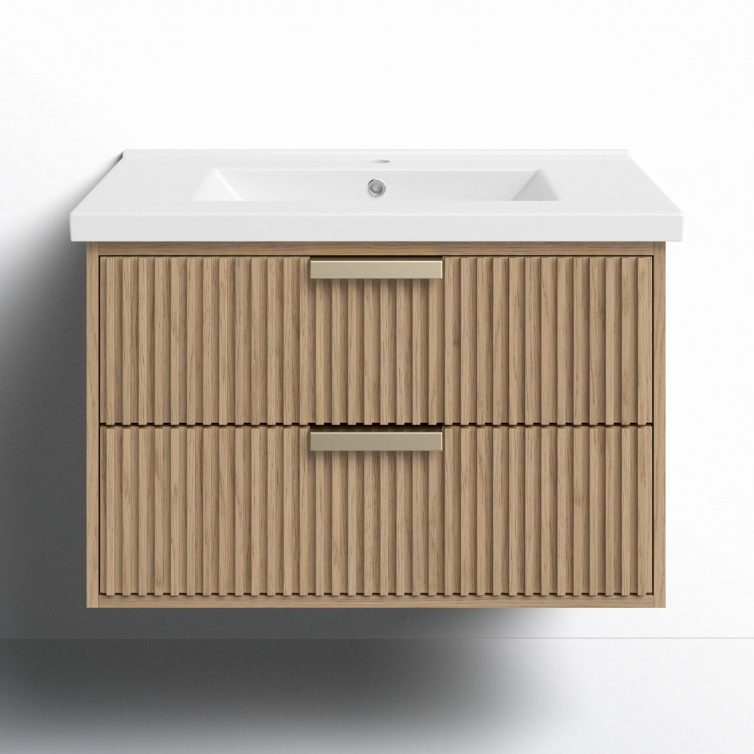 Anelie 30'' Single Bathroom Vanity with Ceramic Top Joss & Main Base