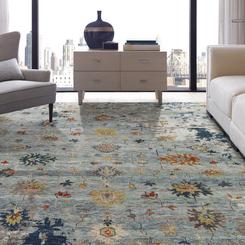 Heritage Bloom Hand Knotted Area Rug, Rectangle 9' x 12'