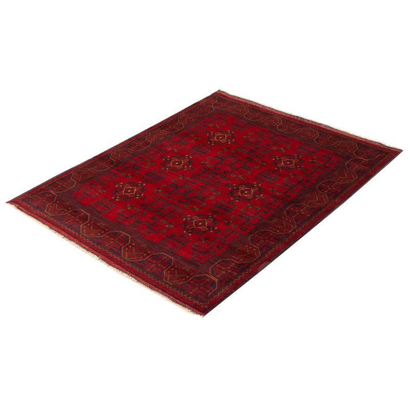 Tapis rouge en laine noué à la main de conception unique 8 pi 3 po x 10 pi 3 po New Age Adetokunbo