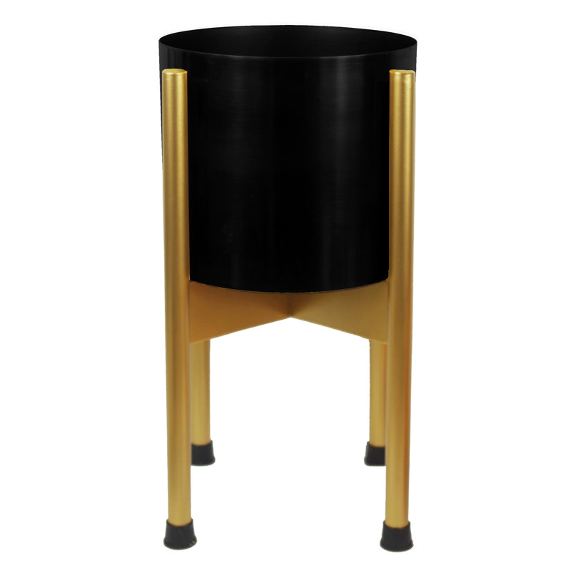 Handmade Metal Cachepot, Gold/Black