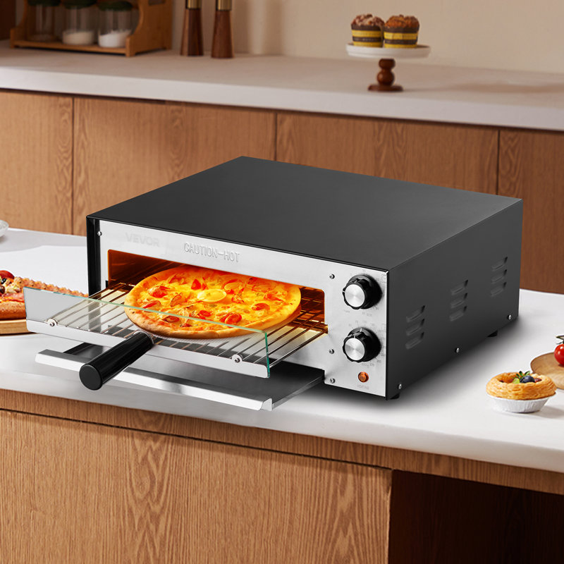 Electric Countertop Pizza Oven 12-Inch 1450W Adjustable Temp 77 to 572°F