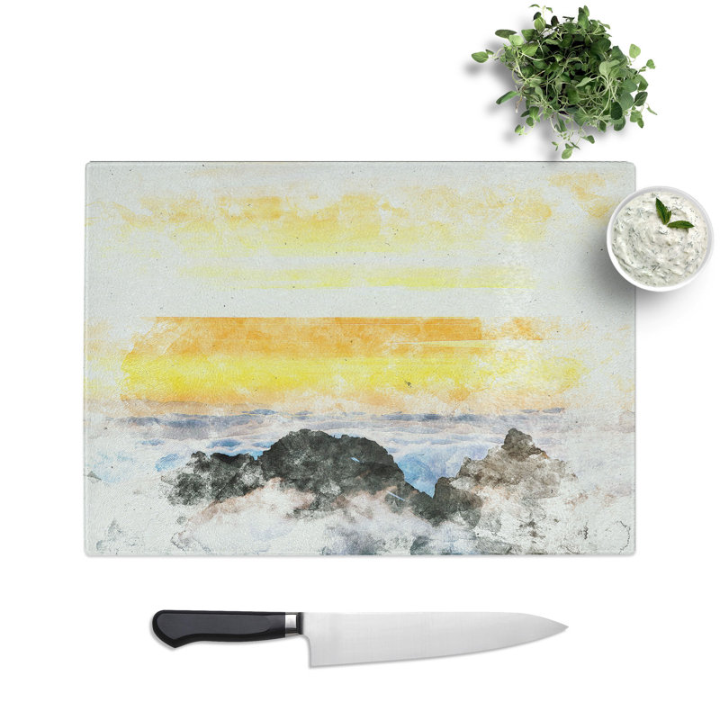 Tempered Glass Mountain Peaks Chopping Board, 20 cm x 28.5 cm