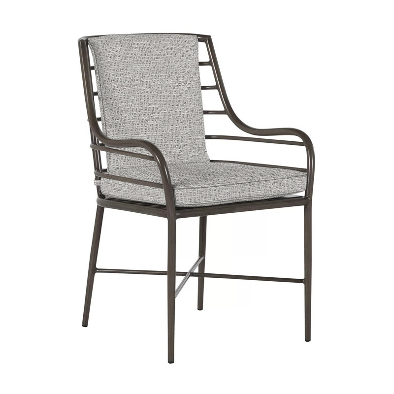 Carmel Patio Dining Armchair with Cushions, Welt, Tweed Toffee
