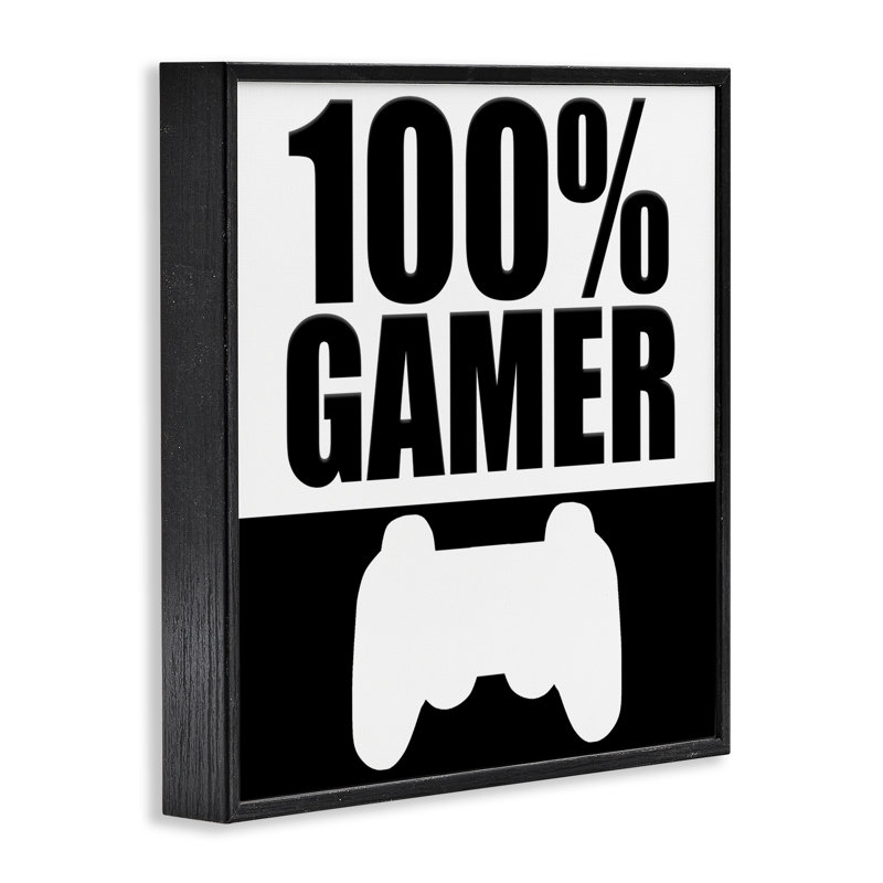 Estampe numérique 100% Gamer noire, design par Kim Allen, H 24 po x l 24 po, Giclée encadrée noir minuit