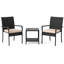 Ensemble de meubles de patio 3 pièces avec plateau de table en verre trempé à 2 niveaux et coussins moelleux bruns-1862186460