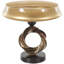 Cole And Grey Glass Wide Brushed Decorative Bowl With Textured Bronze And Black Ring Base
