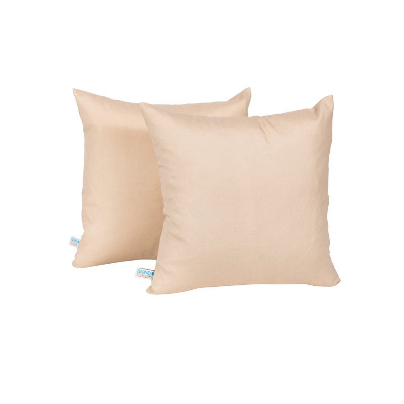 Champagne Beige Square Outdoor Throw Pillow Set with Polyfiber Fill