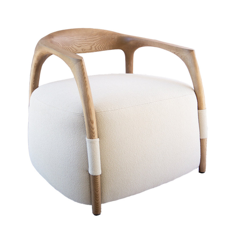 Upholstered Armchair, Beige, Brown