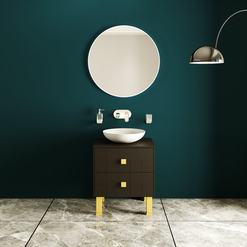 Meuble-lavabo autoportant avec lavabo Spruha-F_Modern, Noir mat