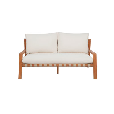  Charlotte Solid Teak Wood 61" Patio Sofa with Sunbrella Cushions
