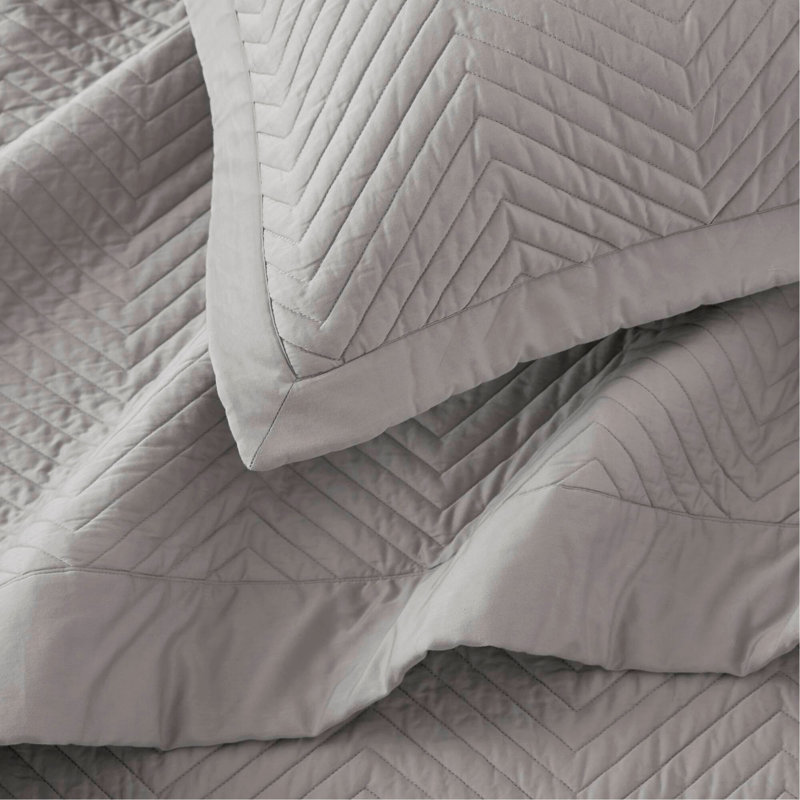 Ensemble de courtepointe en coton 3 pièces, King Duvet Cover + 2 Shams, Light Gray