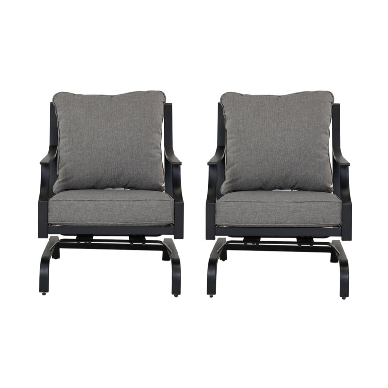 Chaises berçantes de patio avec coussins en oléfine pour cour arrière - ensemble de 2, Gris