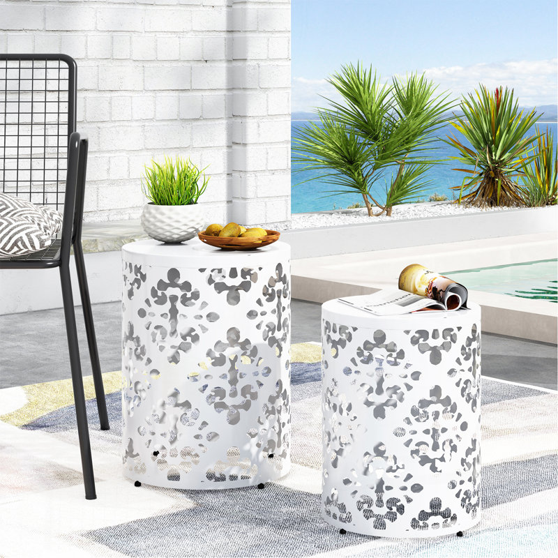 Table de bout en métal S / 2, Blanc