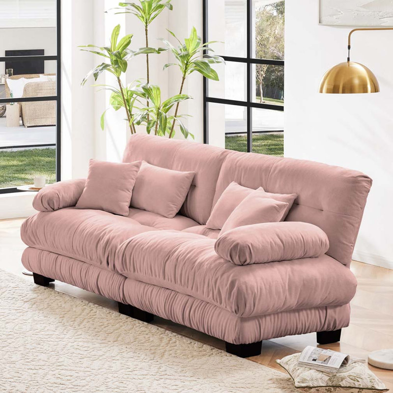 Canapé en chenille 2 places, 35.5" H x 36" W x 94" D, 2, Pink