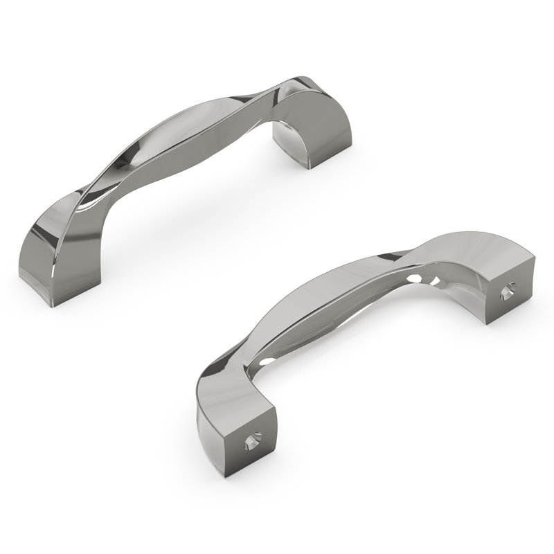 Poignée à poignée Twist Collection - Poignée d'armoire centrale à centrale de 3 po - Nickel poli - Quincaillerie transitionnelle pour tiroirs et armoires