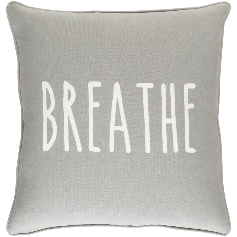Manylath Square Cotton Pillow Cover, Gray/ White