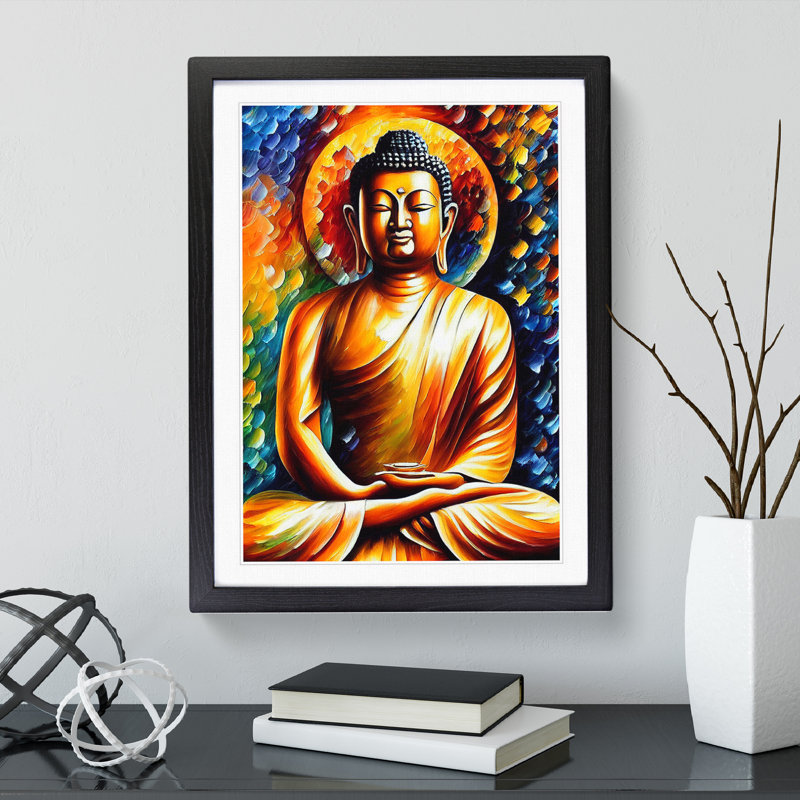 XV1022-4982X View Of Buddha No.3 -, White, 48cm H x 36cm W, Black Framed Paper