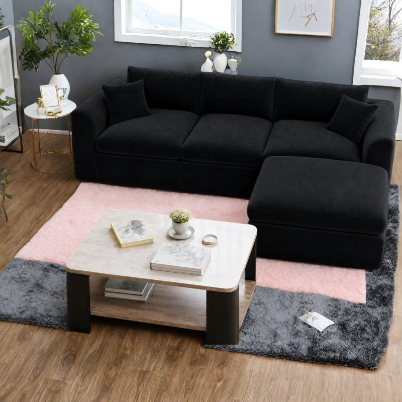 Canapé modulaire en mousse noire modulaire à compression pour la maison