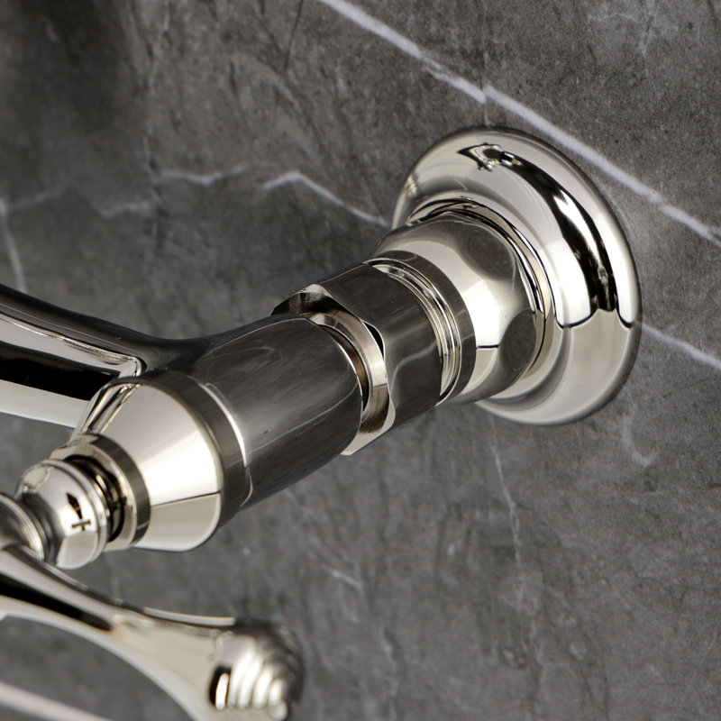 Kingston Brass Vintage Double-Handle 2-Hole Wall-Mount Bridge Kitchen Faucet, Nickel