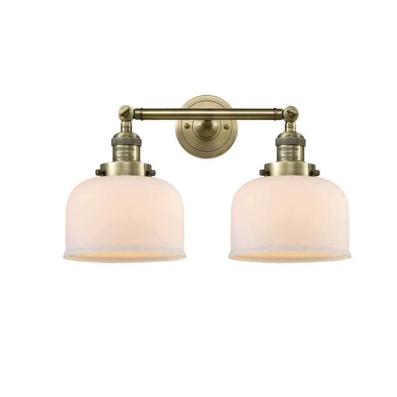 Bell - Luminaire de meuble-lavabo 19 po 2 lumières, Ampoule à DEL rétro de 6 watts, Boîtier blanc mat, Laiton antique