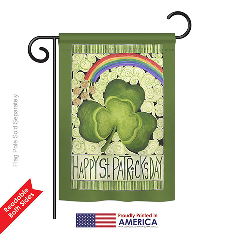 Polyester à 2 côtés 19 po de couleur joyeux st. patrick de saint-valentin drapeau de jardin, Oui
