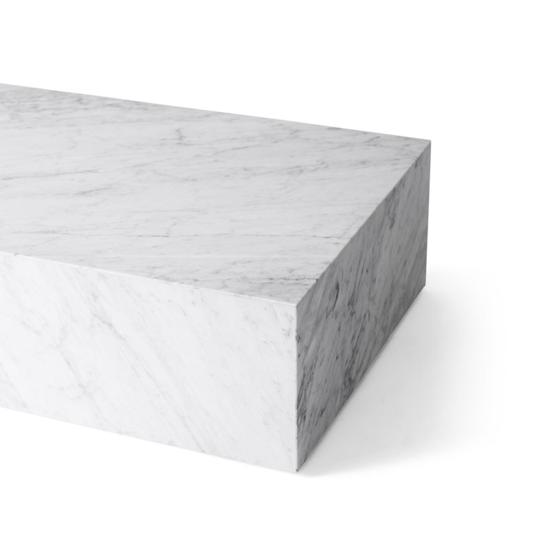 Plinth Marble Coffee Table, White Carrara