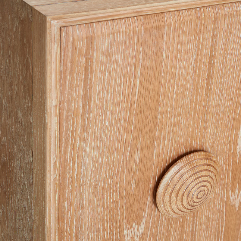 Brussels Grand Oak Buffet with Brushed Brass Base and Velvet-Lined Drawers