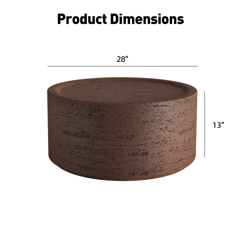 28'' Magnesium Oxide Patio Coffee Table,Waterproof, For Living Room, Outdoor,Round,Rust Red, 	Rust Red