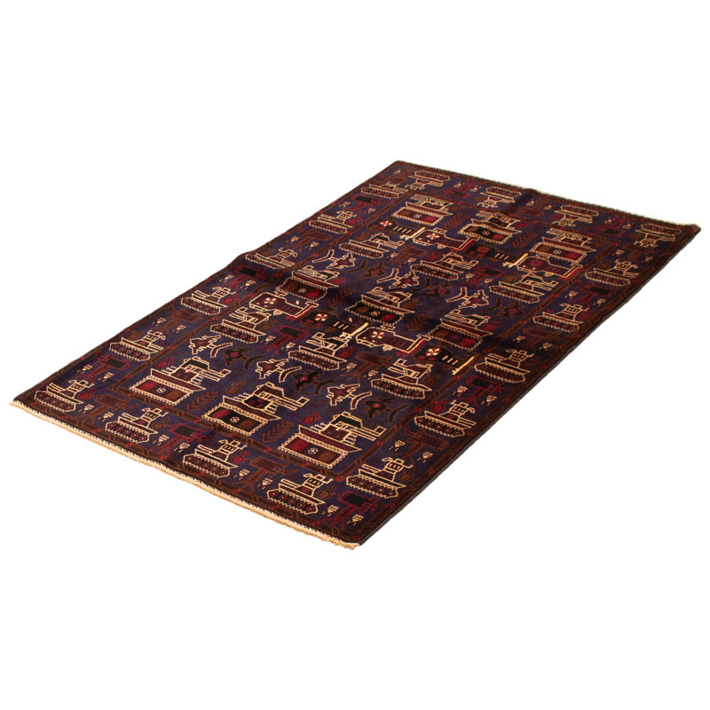 Tapis bleu marine foncé Rare War 4 pi 0 po x 6 pi 4 po