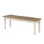 Banc de salle à manger rembourré en bois deux tons Prato, blanc antique et chêne vieilli
