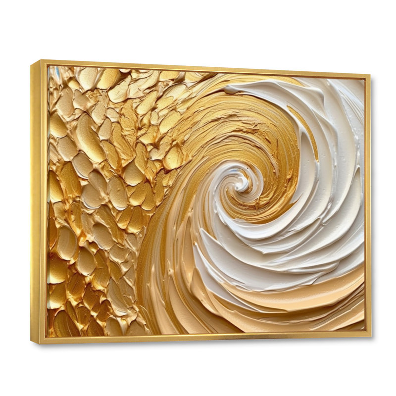 Art mural abstrait sur toile, spirale dorée, reproduction moderne - tourbillon éternel doré I, Cadre flottant doré