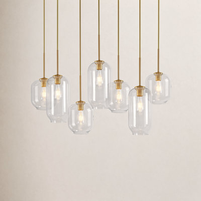 Kayanne 7 - Light Glass Shades Kitchen Island Geometric Pendant