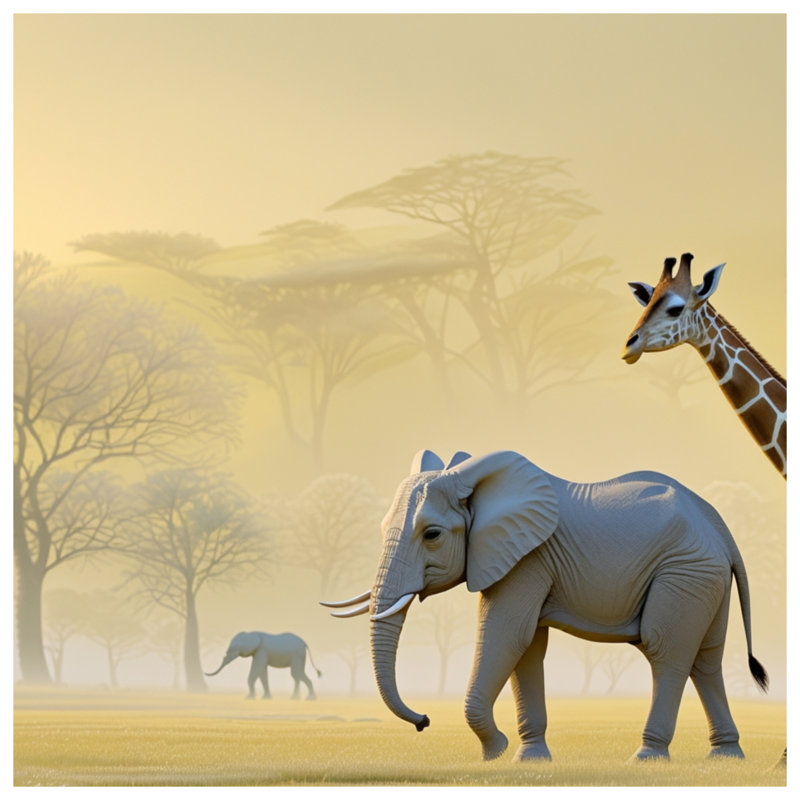 Couvertures safari éléphant et girafe, 60in W x 80in H