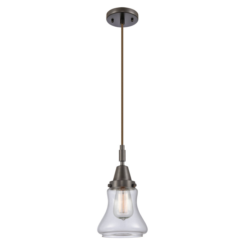 Downtown Urban - Caden Bellmont - Mini-luminaire suspendu à cordon 1 lumière de 7 po - Finition chrome poli - Abat-jour transparent