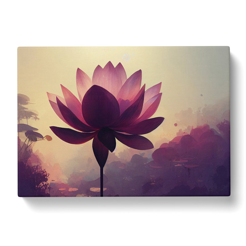 Soulful Lotus Flower - Wrapped Canvas Painting, 40cm H x 60cm W x 3cm D